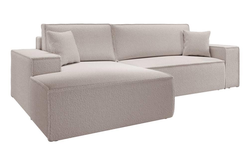 NADUVI Collection Galine Hoekbank met Chaise Longue Links met Slaapfunctie - Bouclé - CrÃ¨me