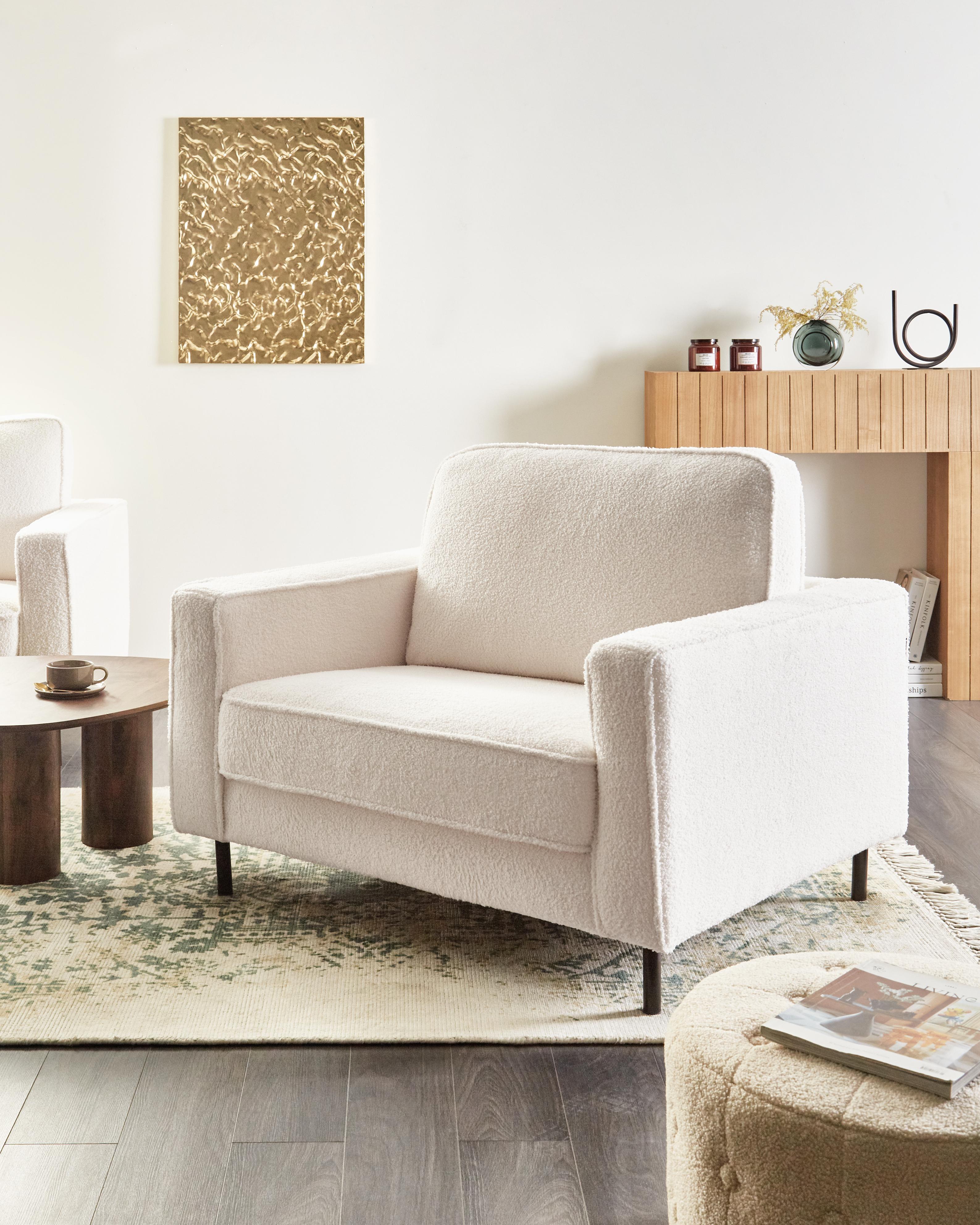 Fauteuil SAVALEN Bouclé Wit