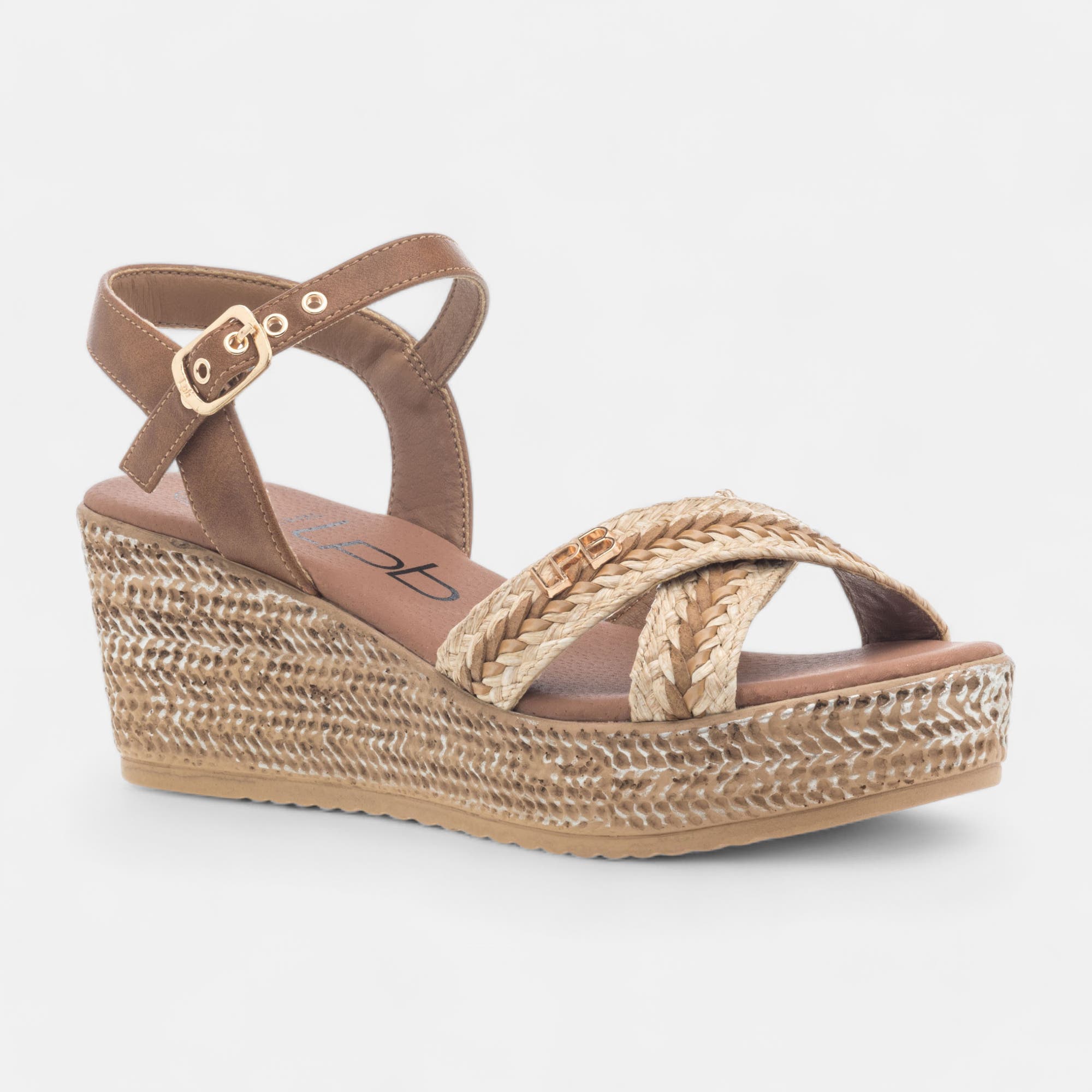 Sandales à talon compensé Femme camel