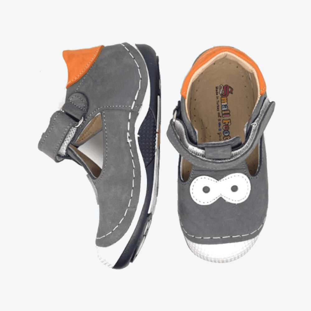 Small Foot Lauflernschuhe - Big Eyes - Grau/Orange