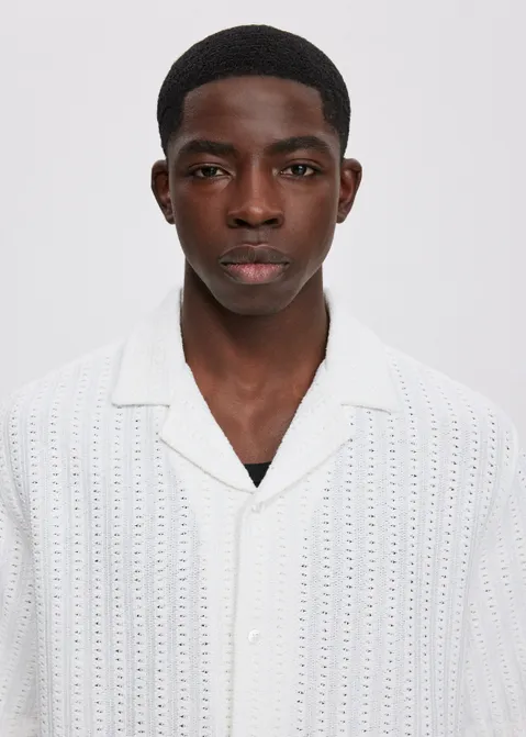 Overhemd clean crochet off-white (WIT.O)