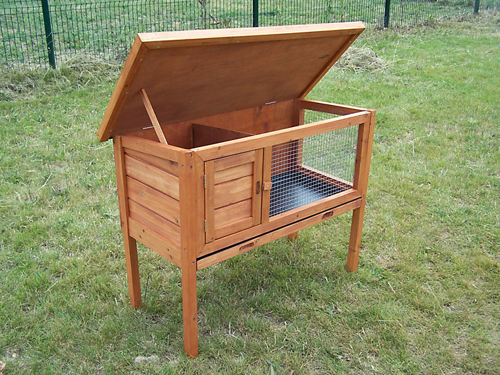 Clapier sur pied en bois 0,41m²- toit mono-pente pour 2 à 3 animaux – Habrita