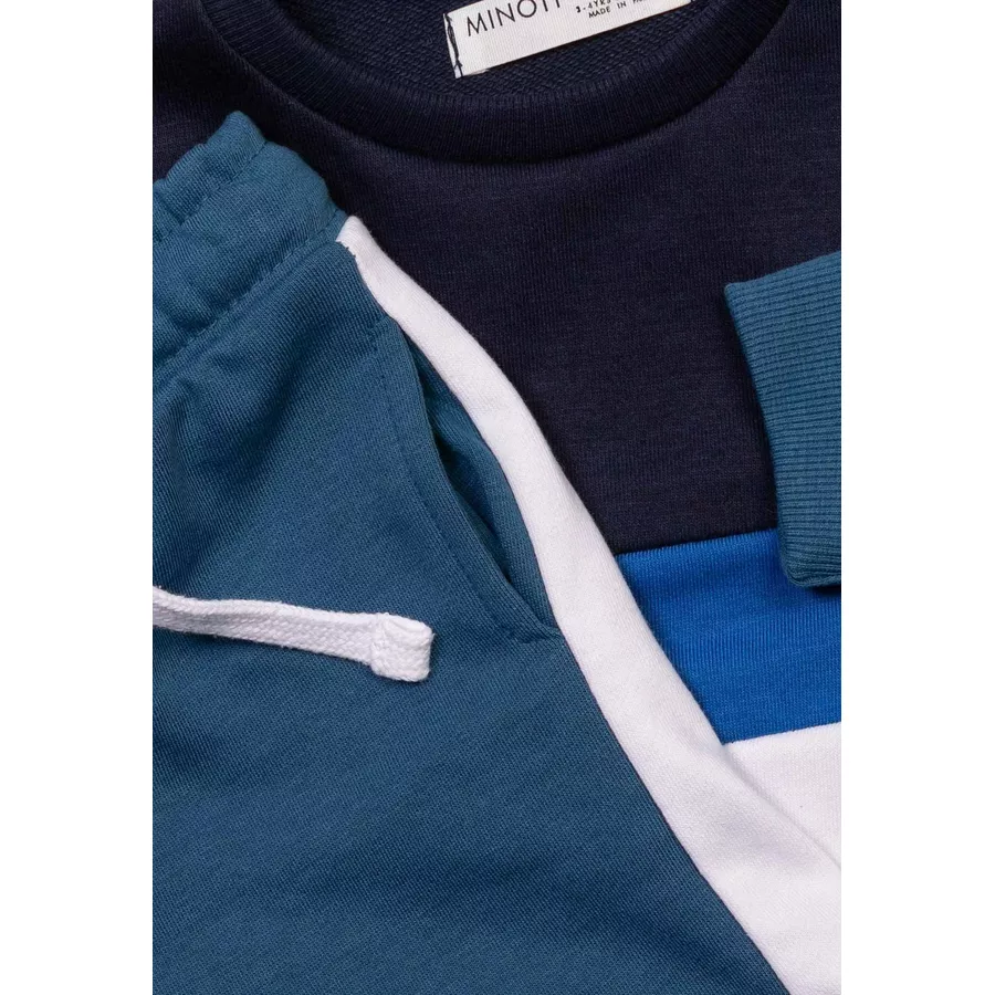 MINOTI Sweatshirt und Shorts im Set DunkelblauWeiß
