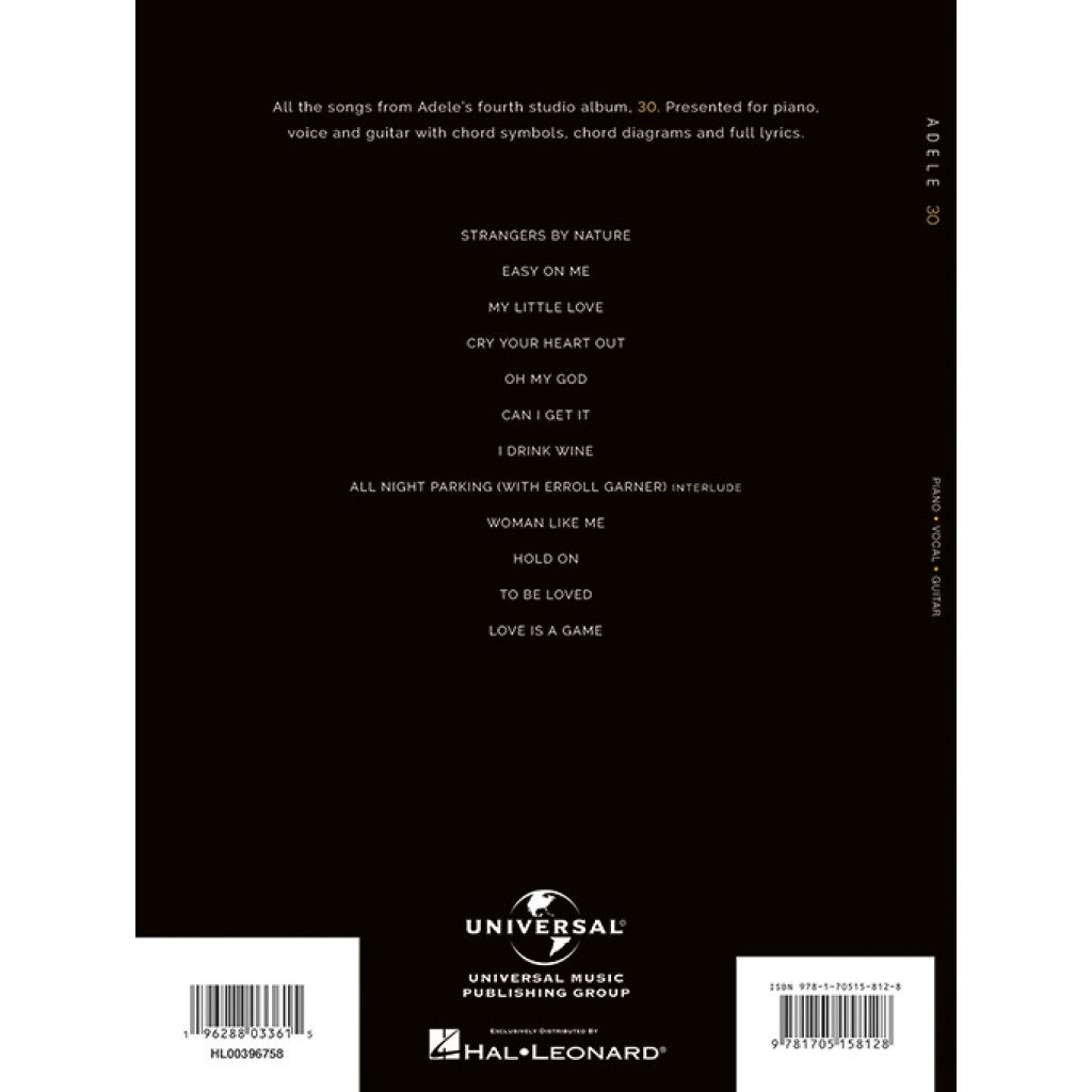 Hal Leonard Adele 30 voor piano, zang en gitaar