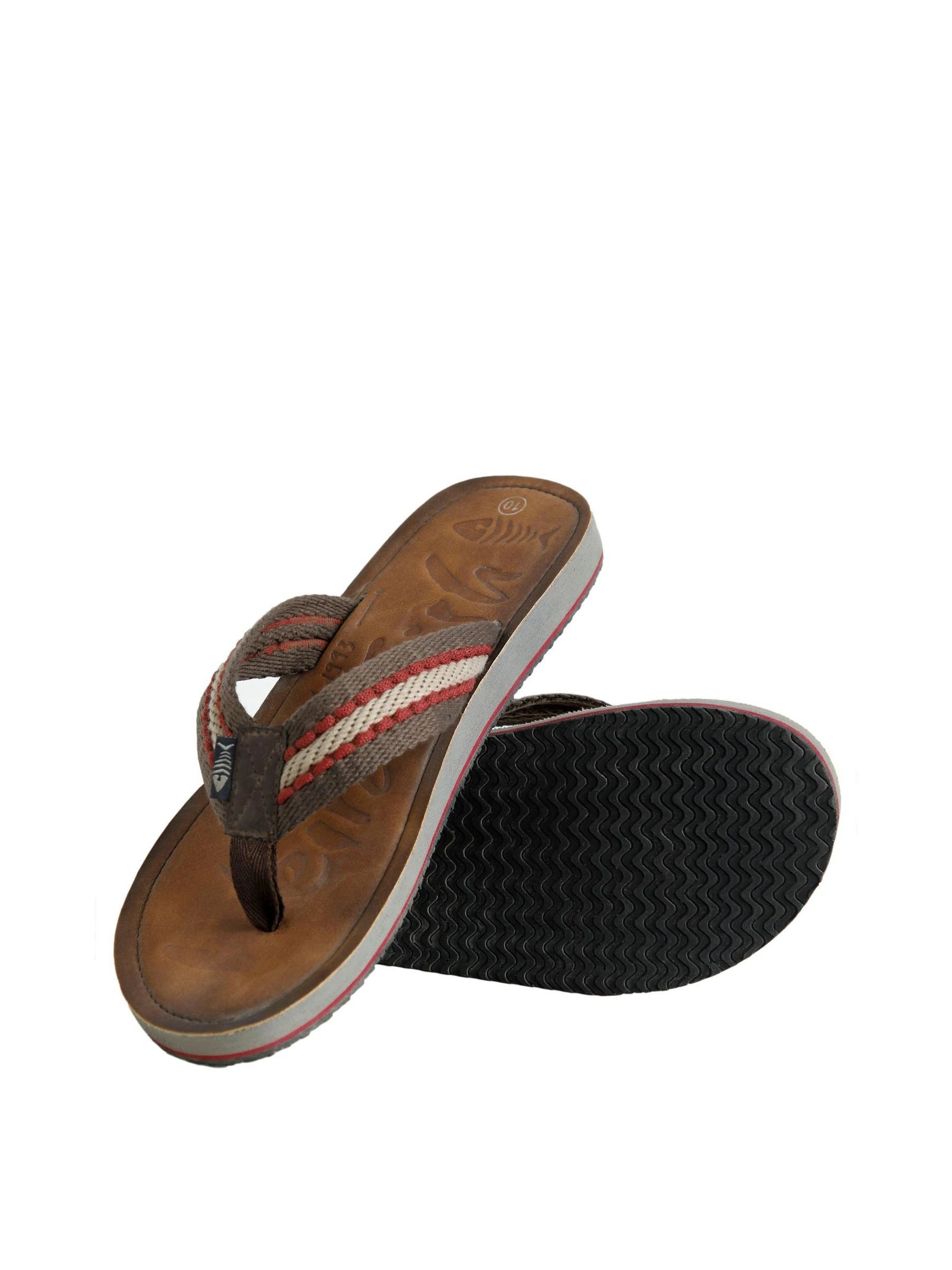 Weird Fish Malham Leather Look Flip Flop Slippers