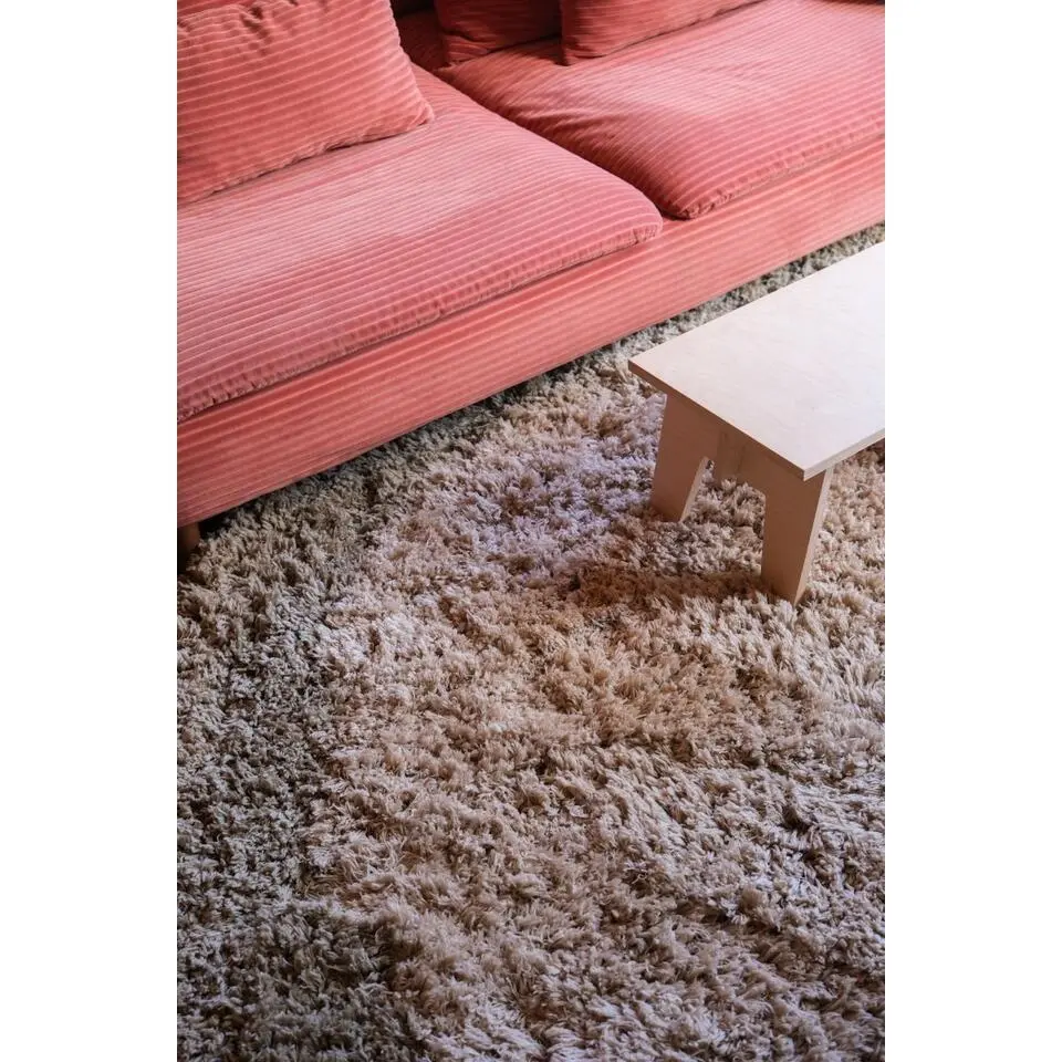 Interieur05 hoogpolig vloerkleed polyester Pilo groen/beige - 240 x 240 cm