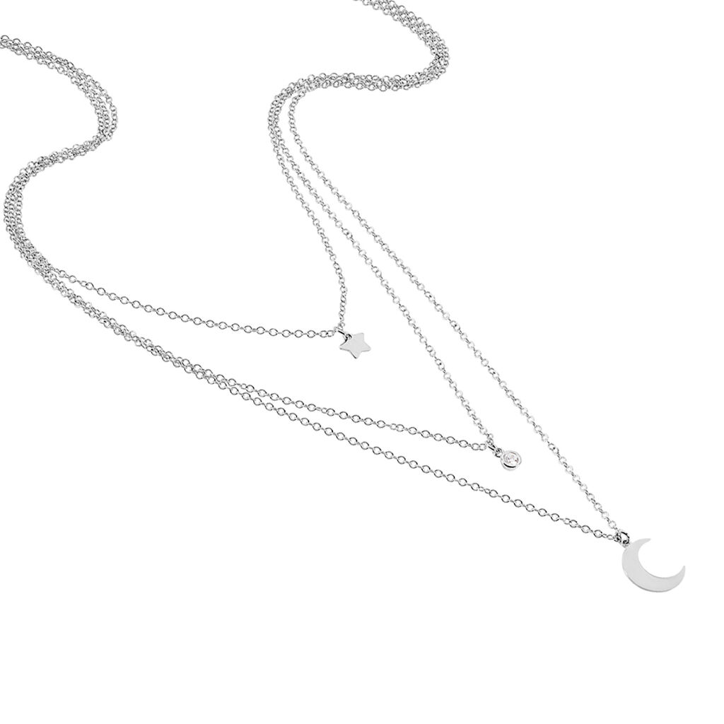 Collier Astre Argent Blanc Oxyde De Zirconium