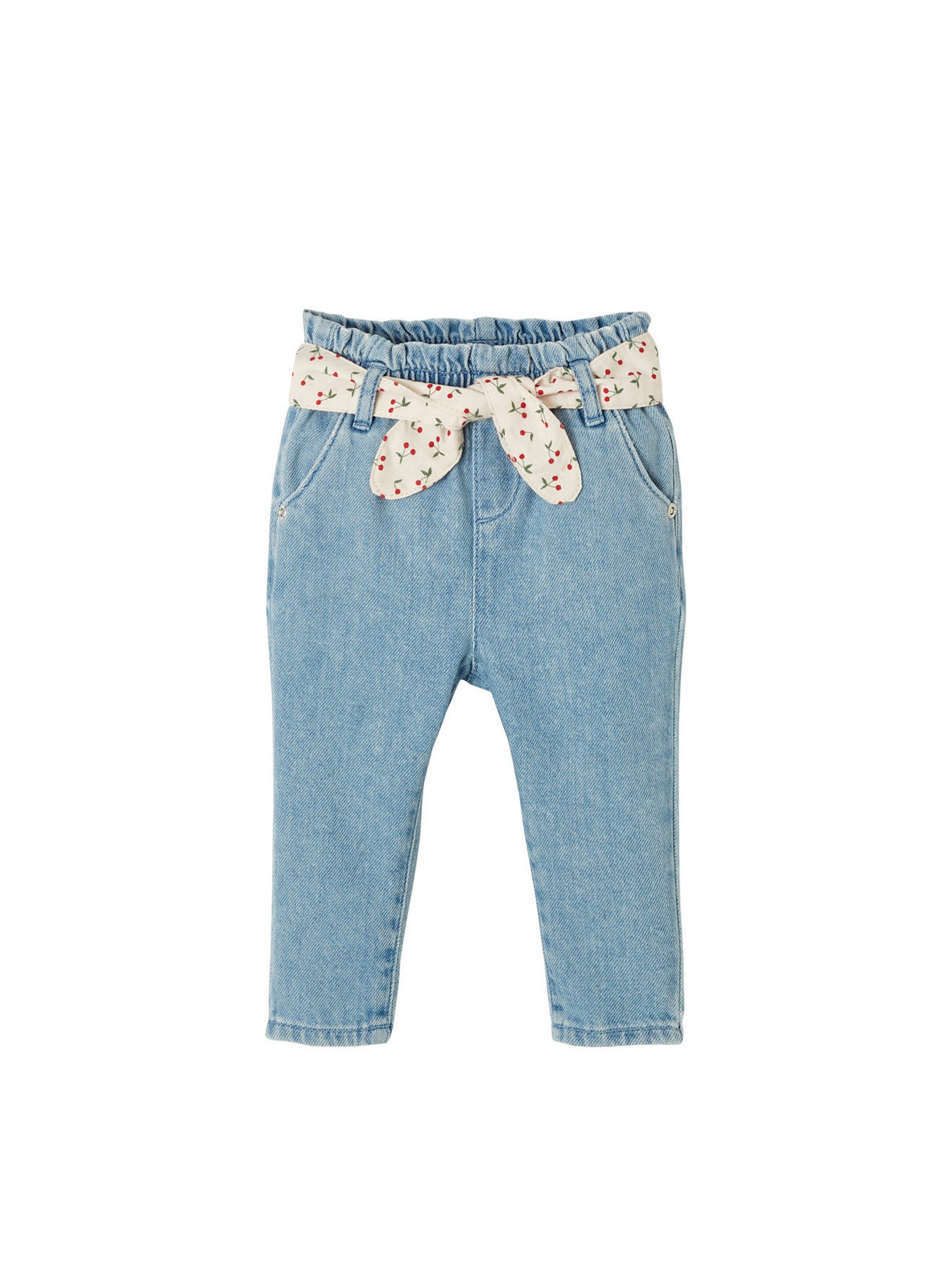 Vertbaudet Mädchen Baby Jeans mit Stoffgürtel double stone