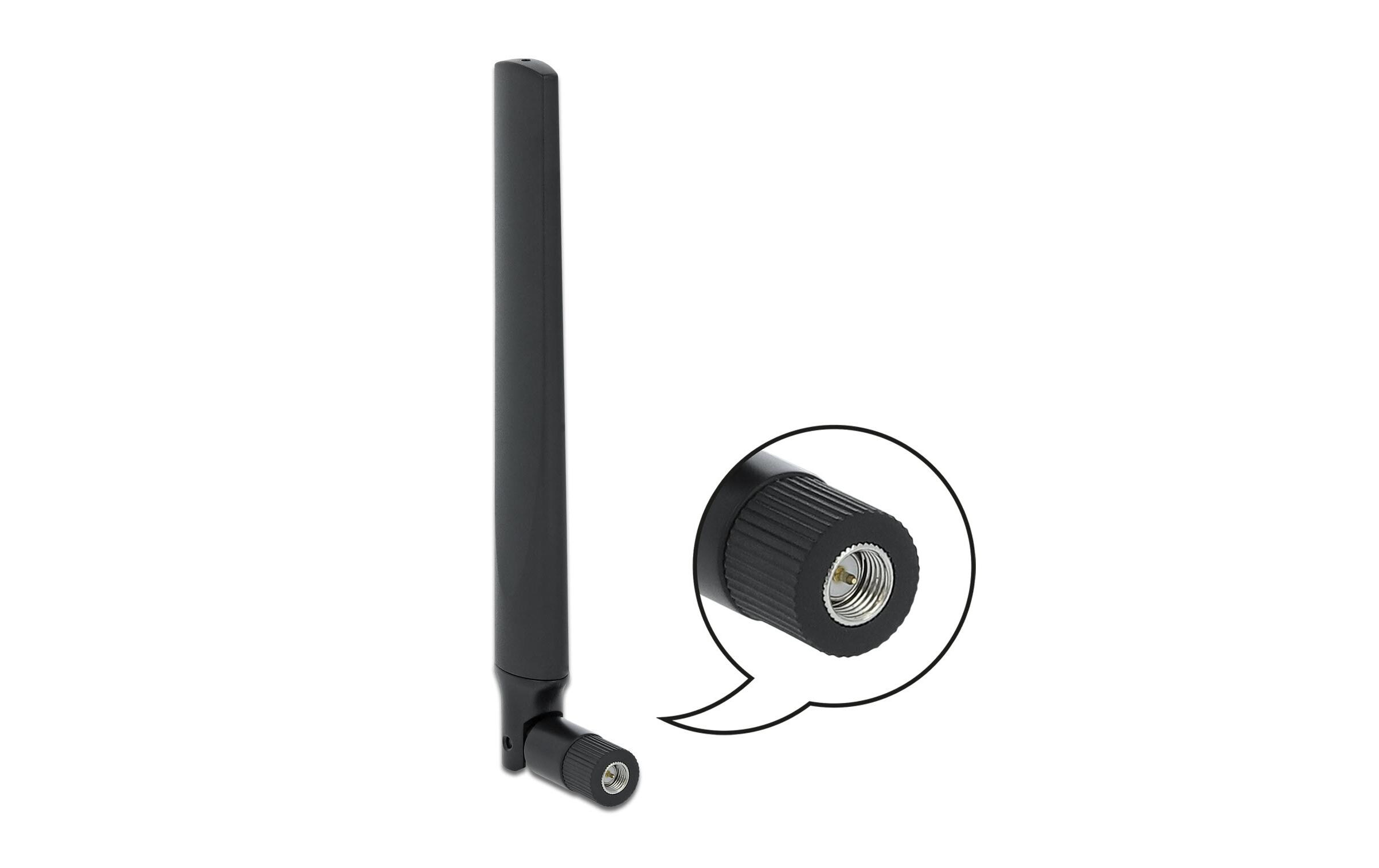 5G/LTE-Antenne SMA, 3.3dBi SMA 3.3 dBi RundstrahlDelock 5G LTE Antenne SMA Stecker -3.3 - 1.3 dBi omnidirektional mit Kippgelenk schwarz