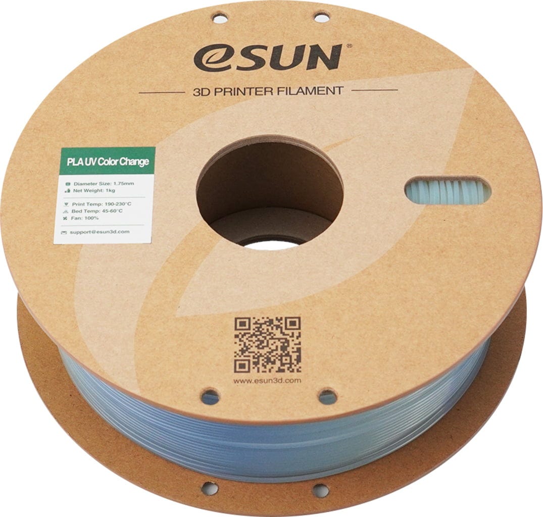 eSUN  PLA-UV Color Change Blue, 1,75 mm / 1000 g    Zweifarbiges PLA mit Farbwechsel durch UV-Licht in Blue
