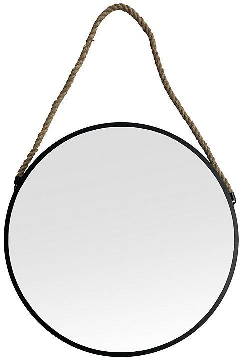 Miroir rond noir et corde Dada Art ⌀50cm