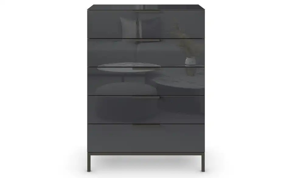 Kommode 80 cm Graphit Eiche Artisan (Nachbildung), Basaltgrau