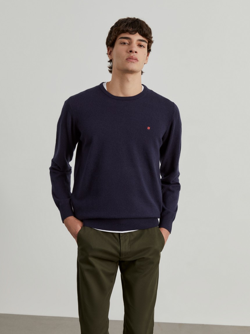 Pullover decote redondo em lã