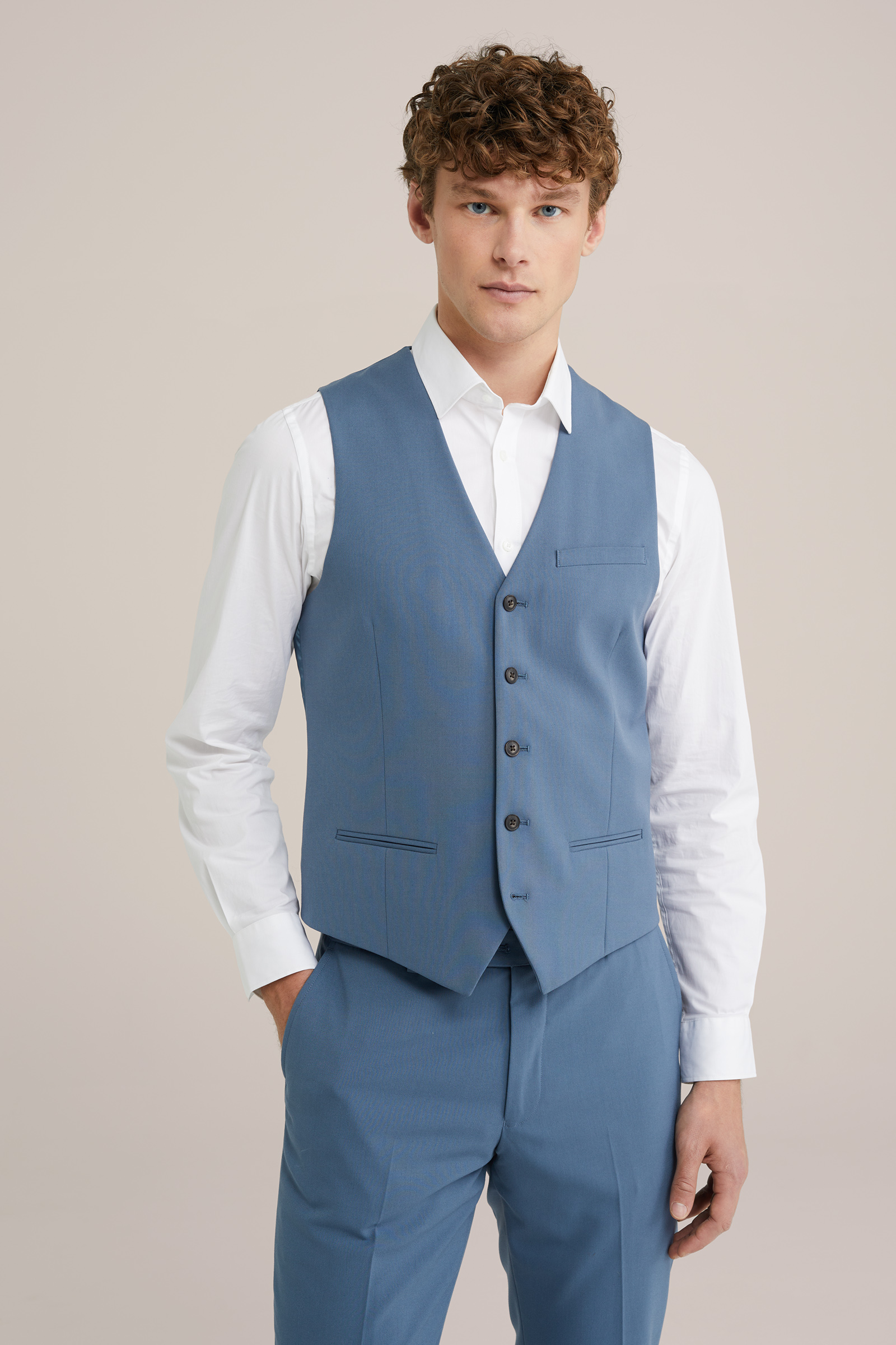 slim fit gilet met stretch Fundamentals Marineblauw