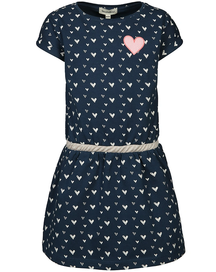 Kurzarm-Kleid SMALL HEART in dunkelblau