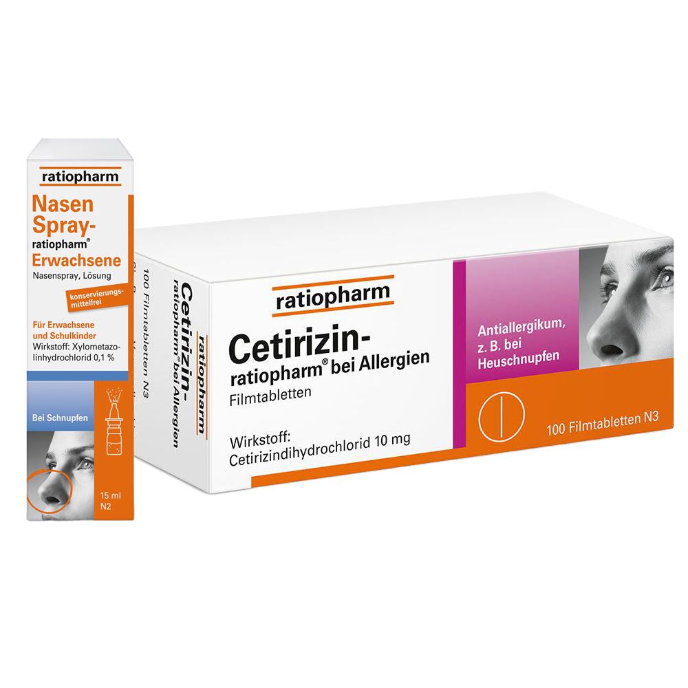 Nasenspray-ratiopharm® Erwachsene + Cetirizin-ratiopharm® 10 mg bei Allergien Filmtabletten