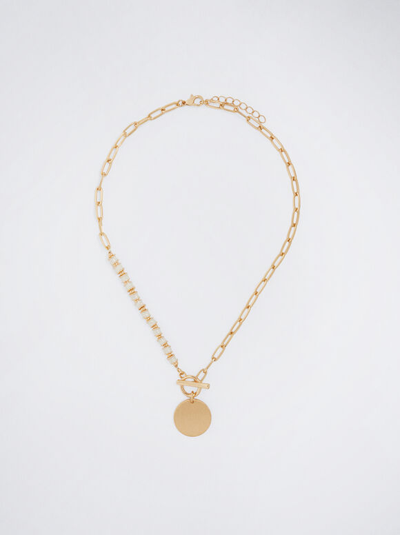 Colar de ouro com medalha - Dourado