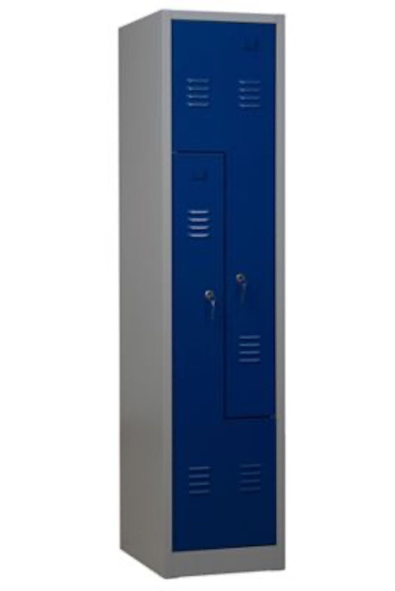 PROREGAL Garderobekast Camel 2-Vaks Z-Design HxBxD 180 x 41 x 50 cm Cilinderslot Grijsblauw