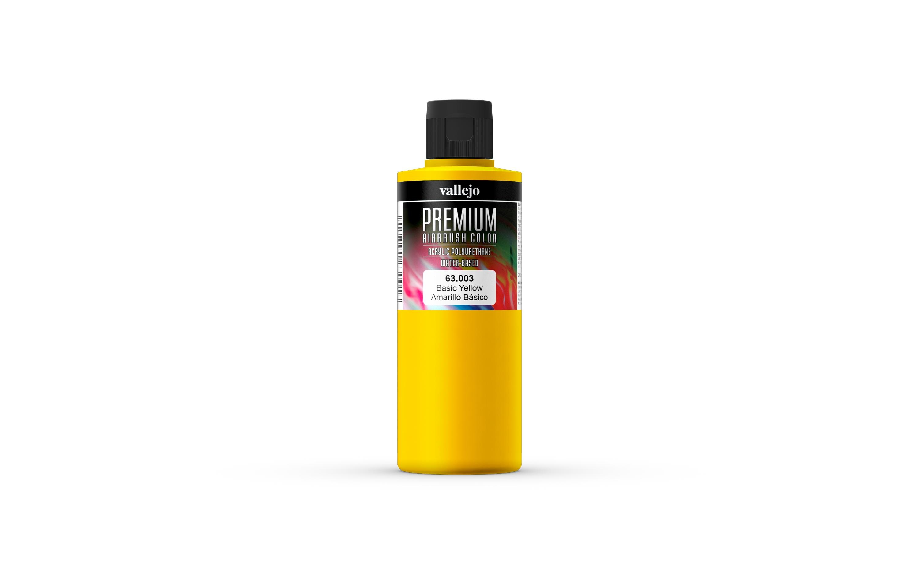 Airbrushfarbe Premium, Basic Gelb, 200 mlPremium Airbrush Farbe zum Lackieren von Lexan, Polycarbonat, Glasfaser, Metall und Polyethylene