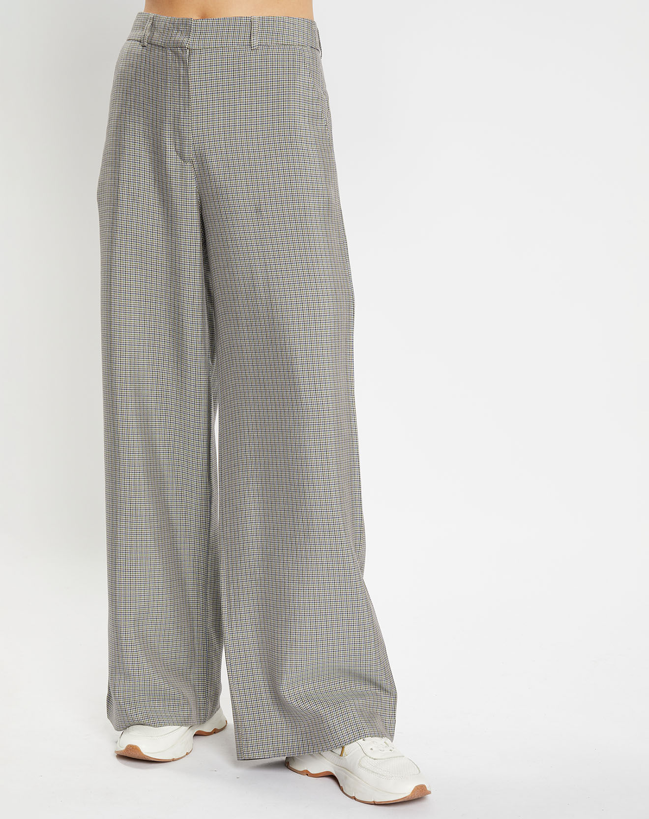 Galeries Lafayette Pantalon large et fluide imprimé pied-de-poule bleu