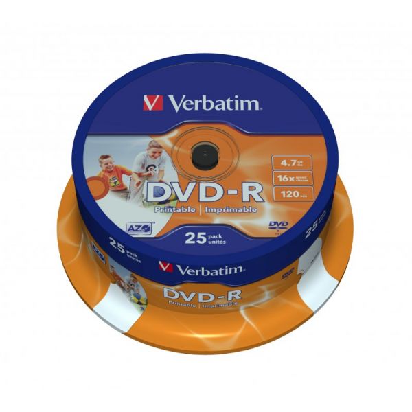 Verbatim DVD-R 4.7GB 16x Wide Printable Cake 25 - 43538