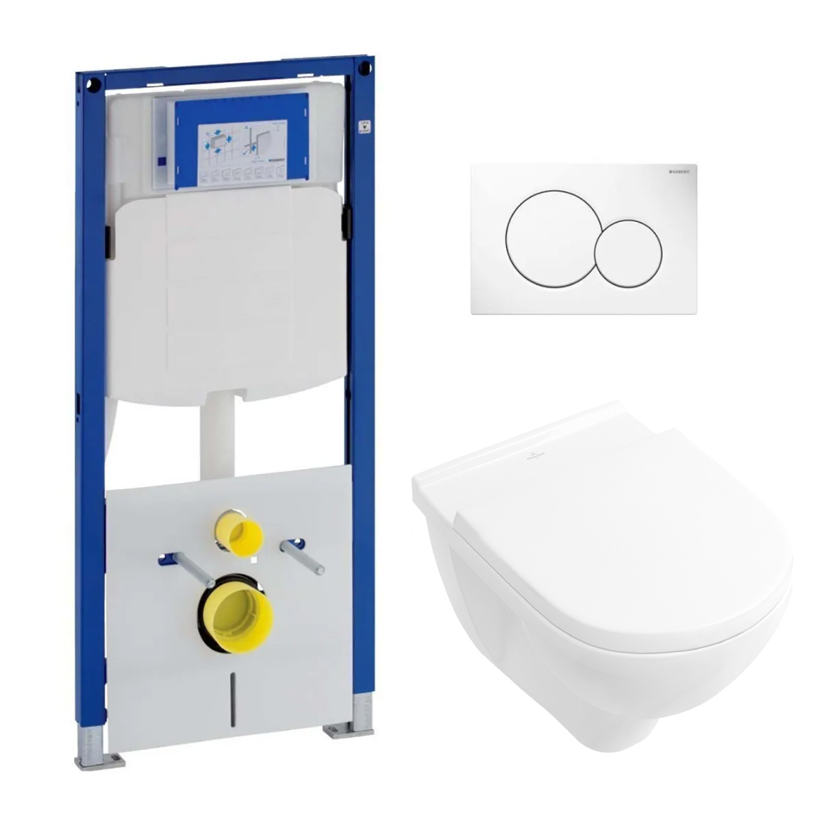 Geberit UP320 toiletset met Villeroy & Boch O.novo randloos toilet met softclose zitting