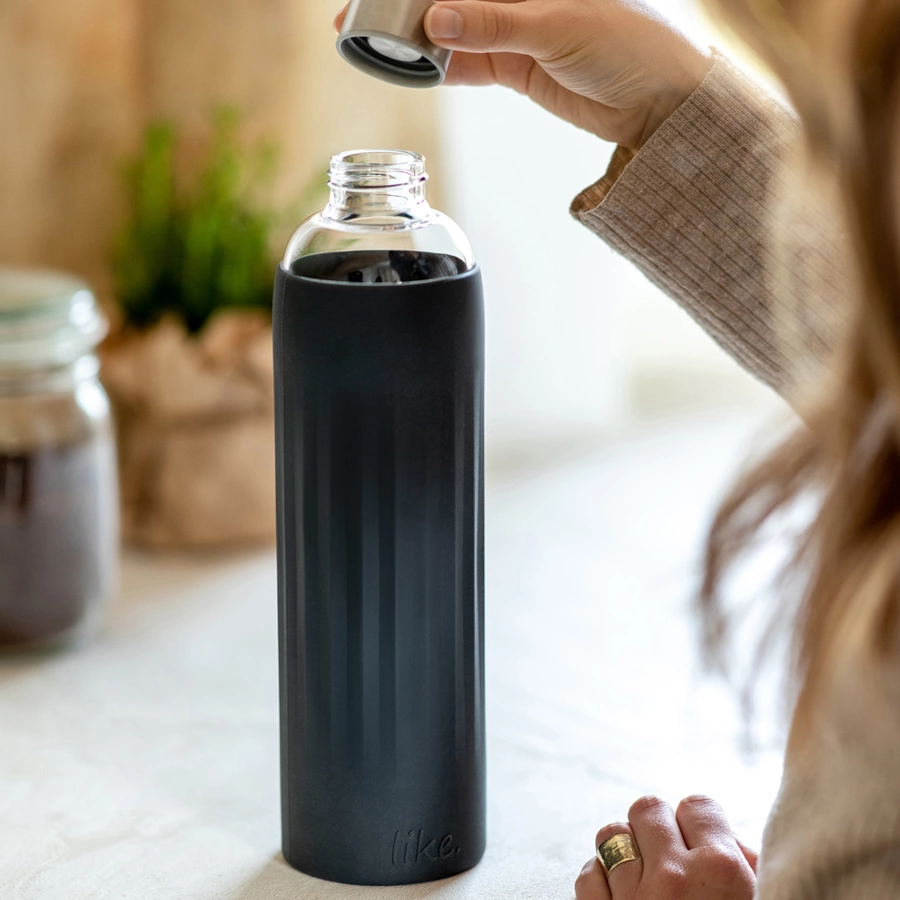 Villeroy & Boch Glas-Trinkflasche To Go & To Stay 1 Liter schwarz