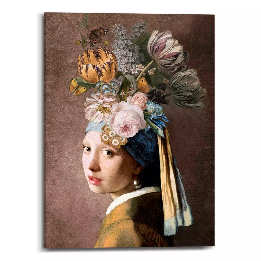 Wandbild 50 x 70 cm Pearl Girl Flowers