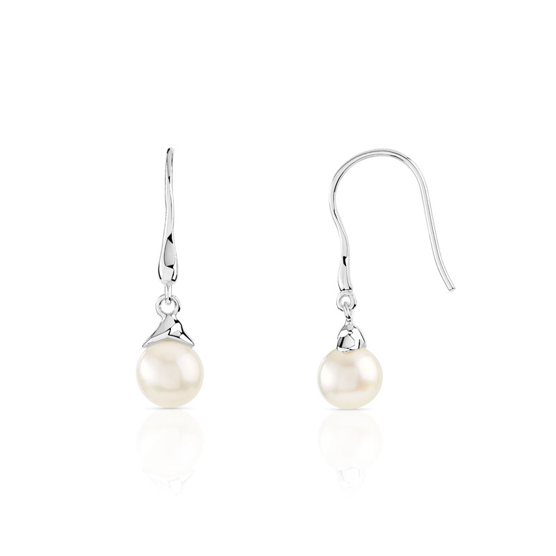Boucles d'oreilles argent 925 pendants perles de culture de Chine
