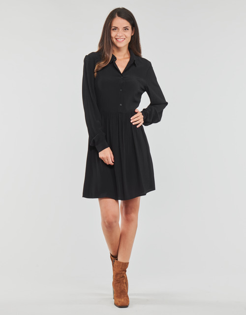 Vila - VIFINI L/S SHIRT DRESS/SU - Noir