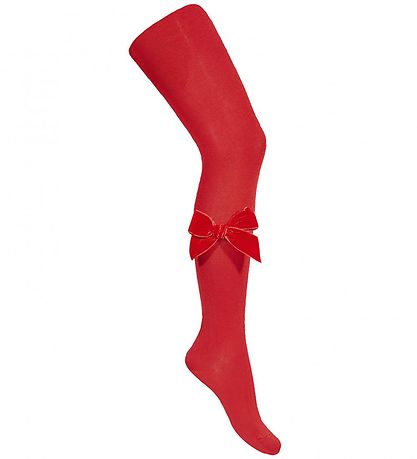 Condor Strumpfhosen m. Velours Schleife - Rot