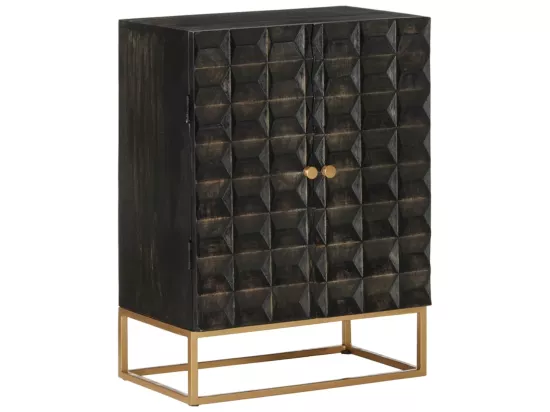 Buffet Noir 55x34x75 cm Bois massif de manguier et fer