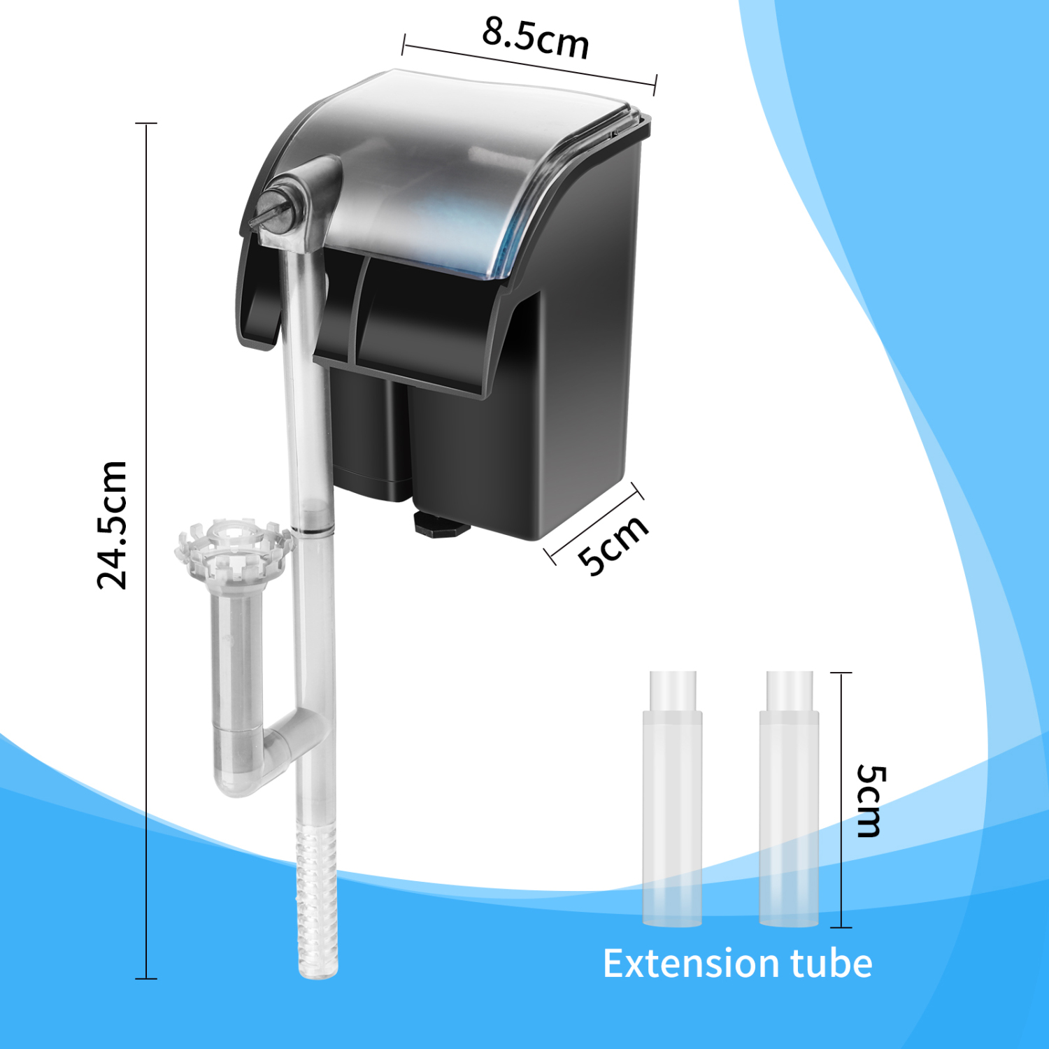 Nobleza - Filtro para Aquário, Filtro Suspenso 3 em 1 para Aquário 280L/H, Sistema de Filtragem com Bomba de Água Integrada, Design de Fluxo de Água em Cascata, Economia de Energia 5W