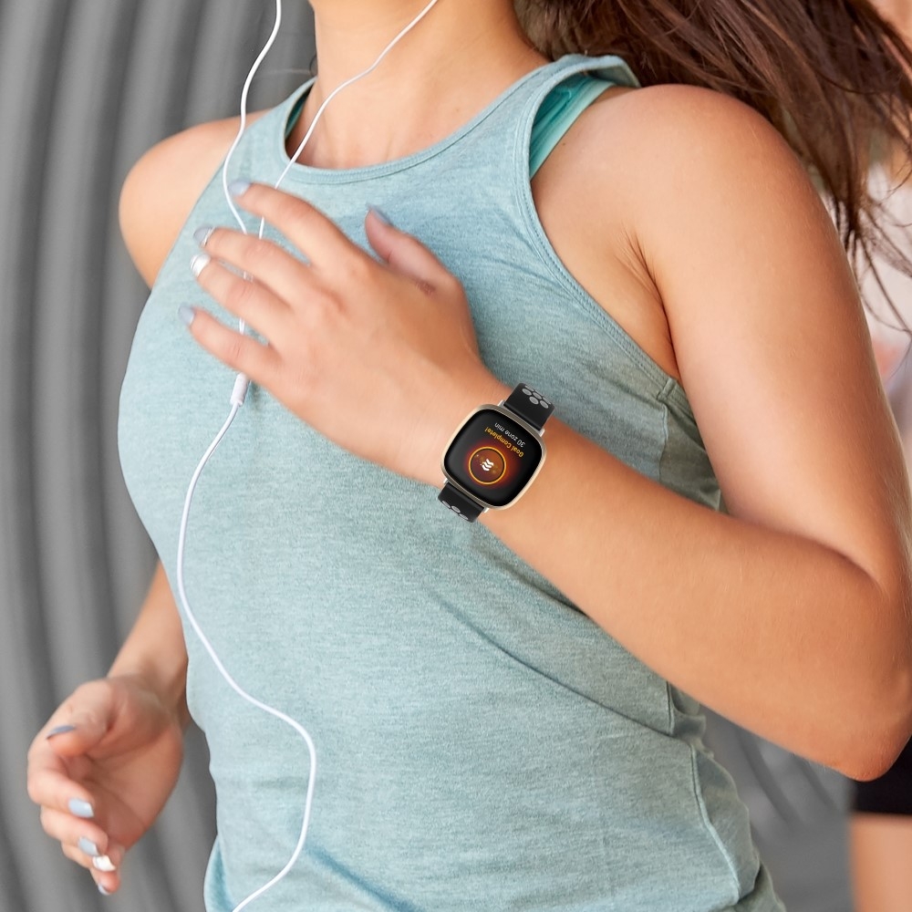 Fitbit Versa 3 / Sense Silikon Armband Dual Color (Gelenkumfang 155-235mm) - Schwarz / Grau