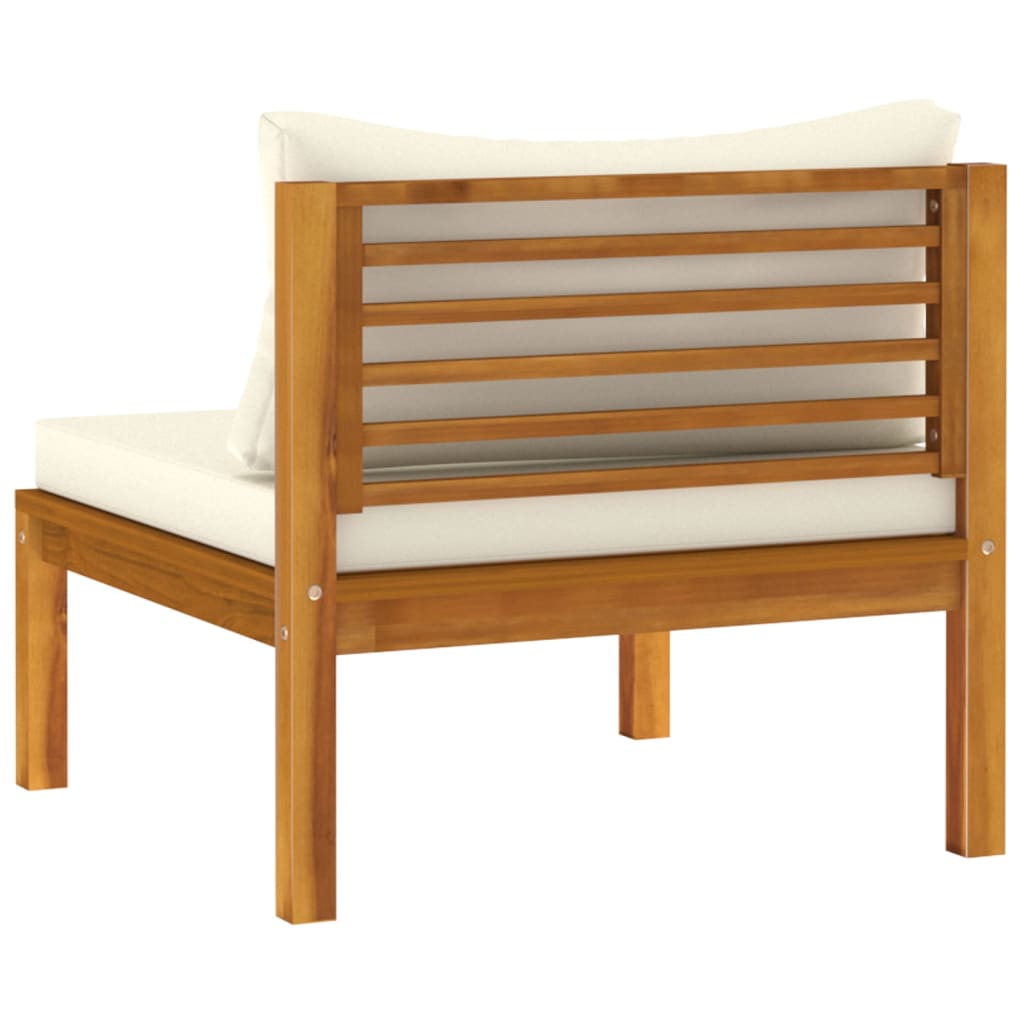 Salon de jardin meuble d'extérieur ensemble de mobilier 4 pièces avec coussin crème bois d'acacia solide