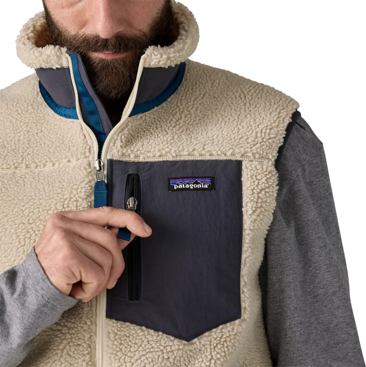 Patagonia Men's Classic Retro-X Vest Natural W/smolder Blue
