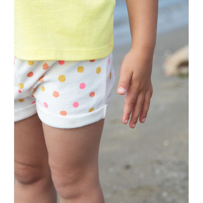 Short en éponge imprimé pois pour bébé fille - Blanc