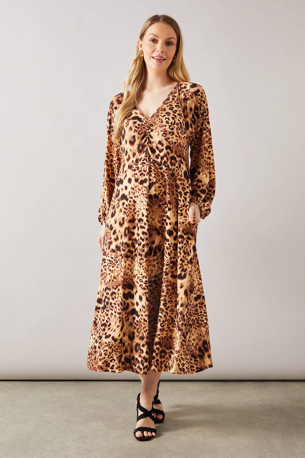 Wallis Robe Mi-Longue en Jersey à Imprimé Léopard