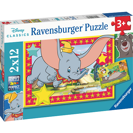 Disney Dumbo og junglebogen puslespil - 2x12 brikker
