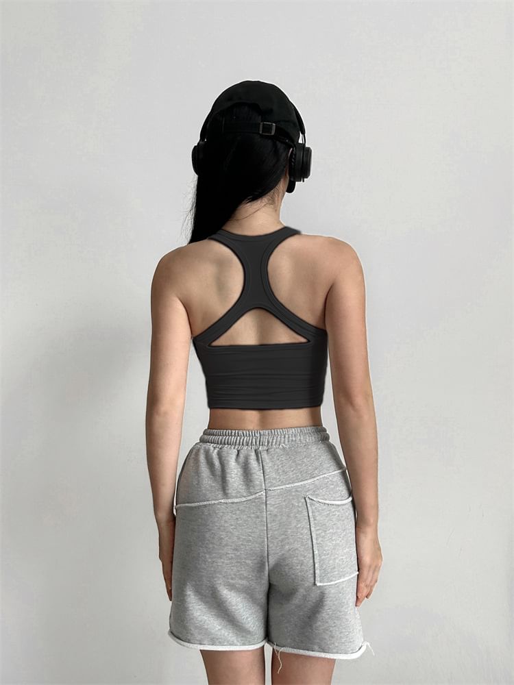 Arigne - Ronde hals racerback effen sportbeha top