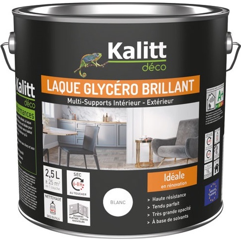 Laque glycéro Brillant Multi-supports 2.5 L - Blanc