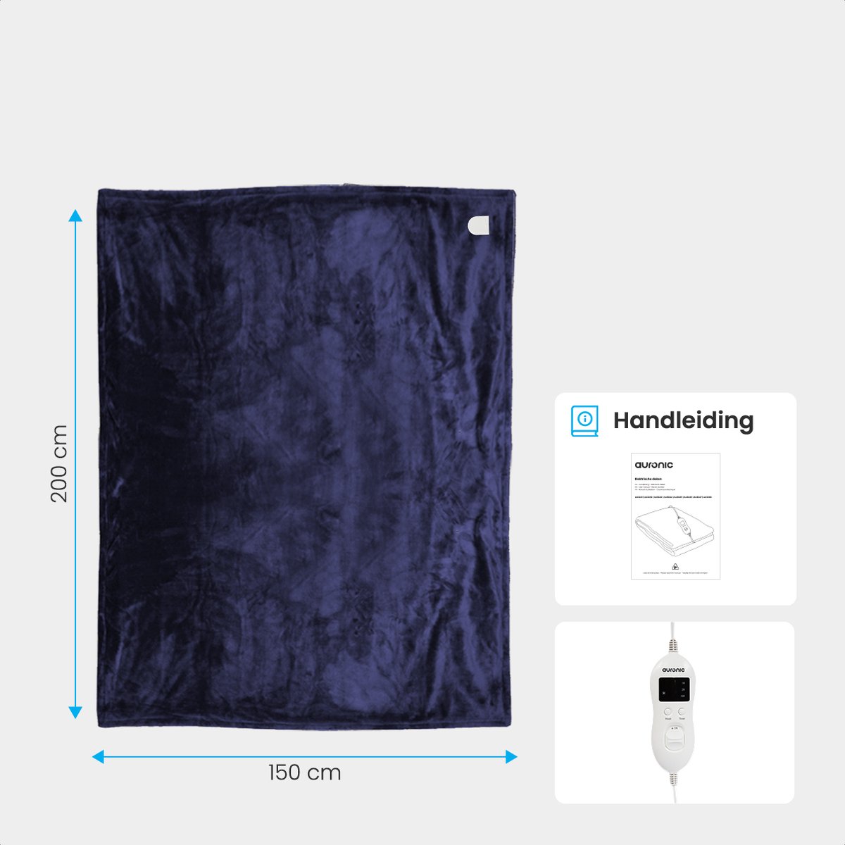 Auronic 2-persoons elektrische deken - Blue