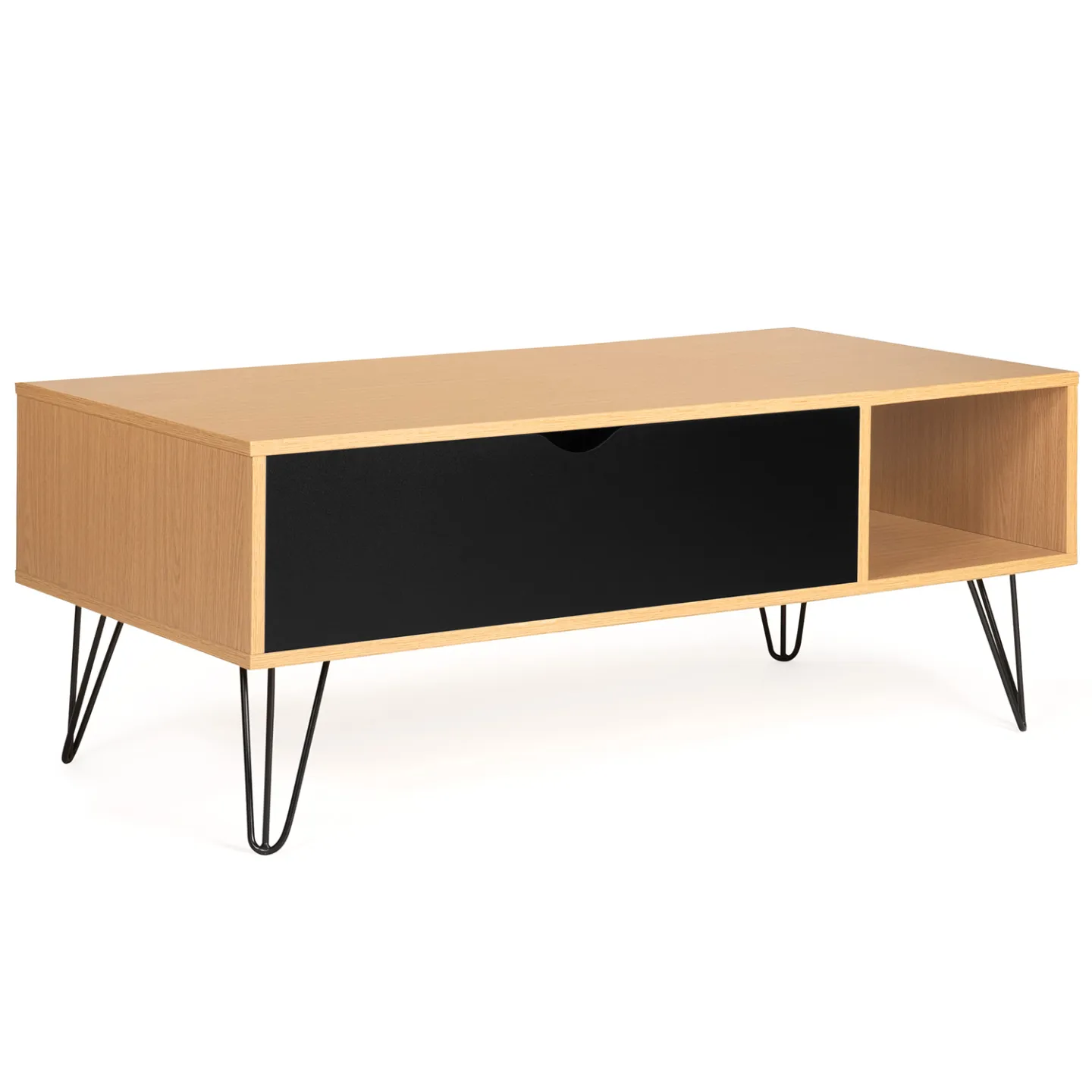Table basse plateau relevable rectangulaire NOEMI bois pied épingle