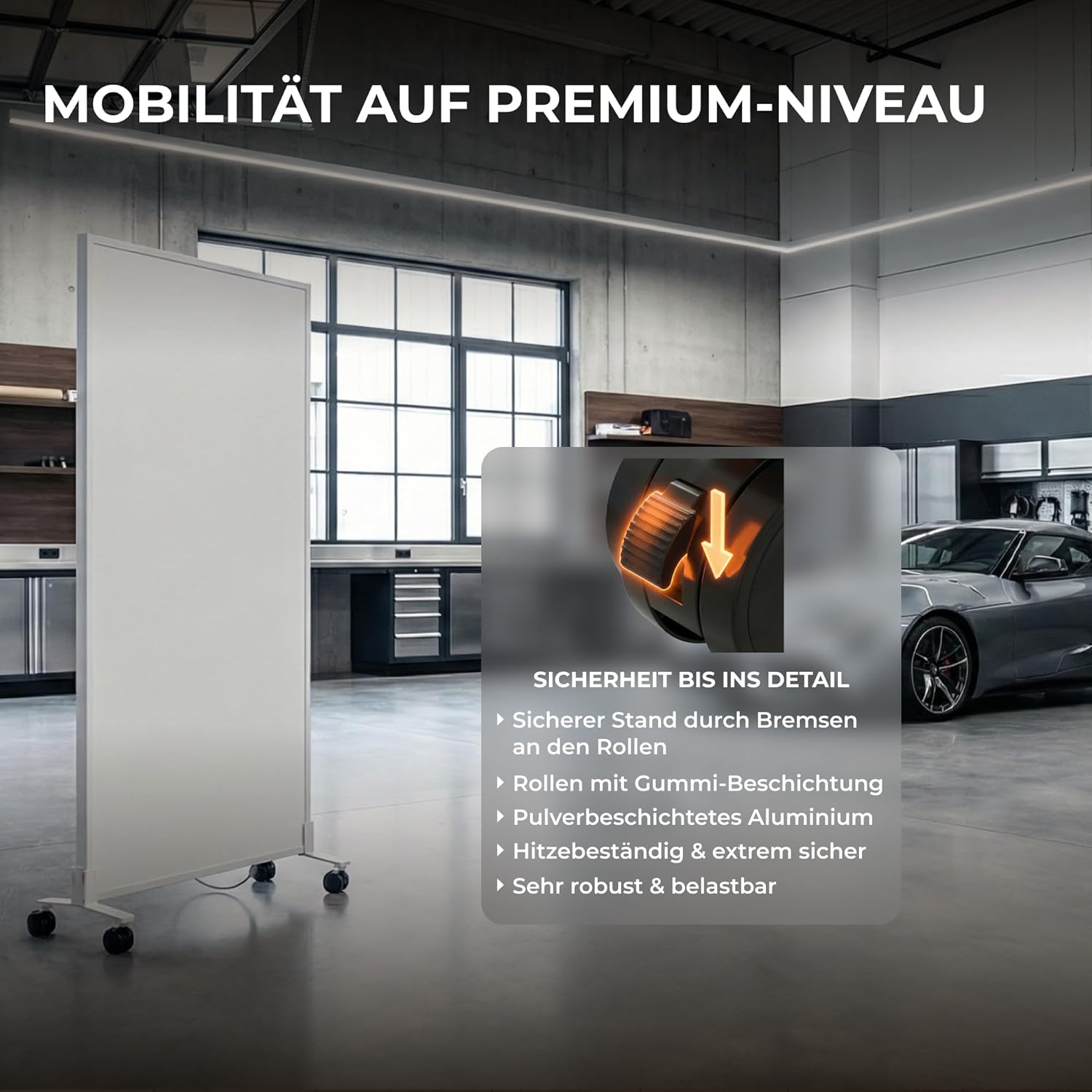 BR Bringer Infrarotheizung Standgerät - 800 Watt - Energiesparend - Mobile Elektroheizung mit Standfüßen auf Rollen, Smart Thermostat und Fernbedienung - TÜV & GS (weiß)