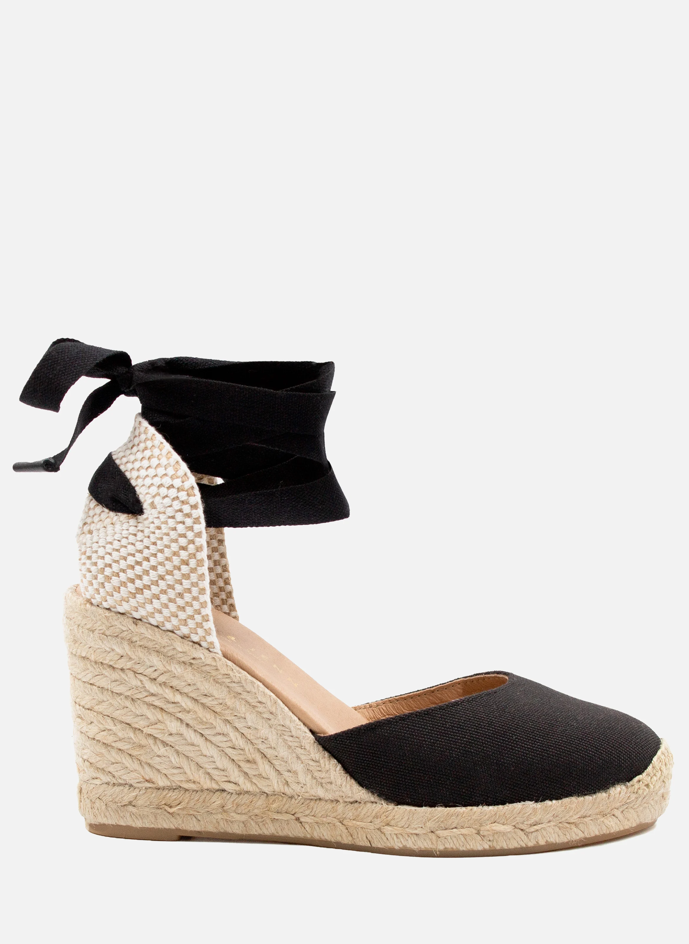 Espadrilles compensées lacées toile recyclée | Noir