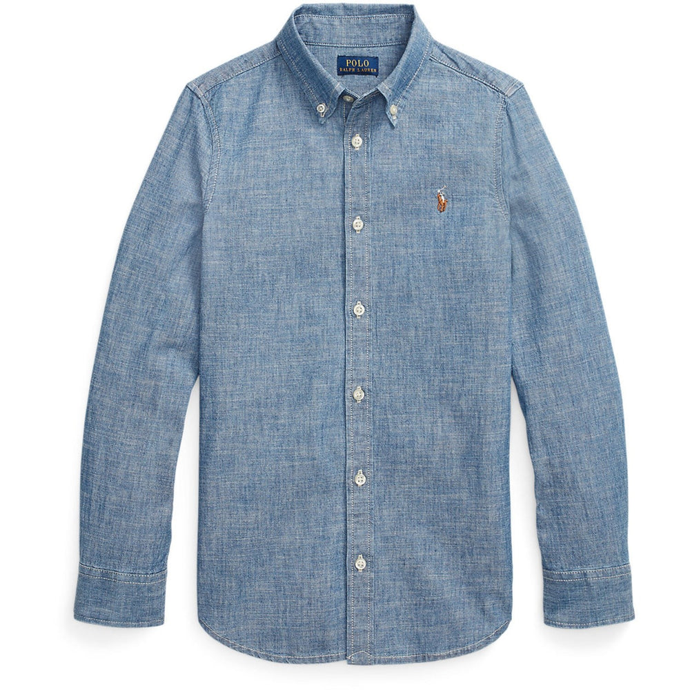 Køb Polo Ralph Lauren Medium Blue Wash Girl Knap Front Skjorte