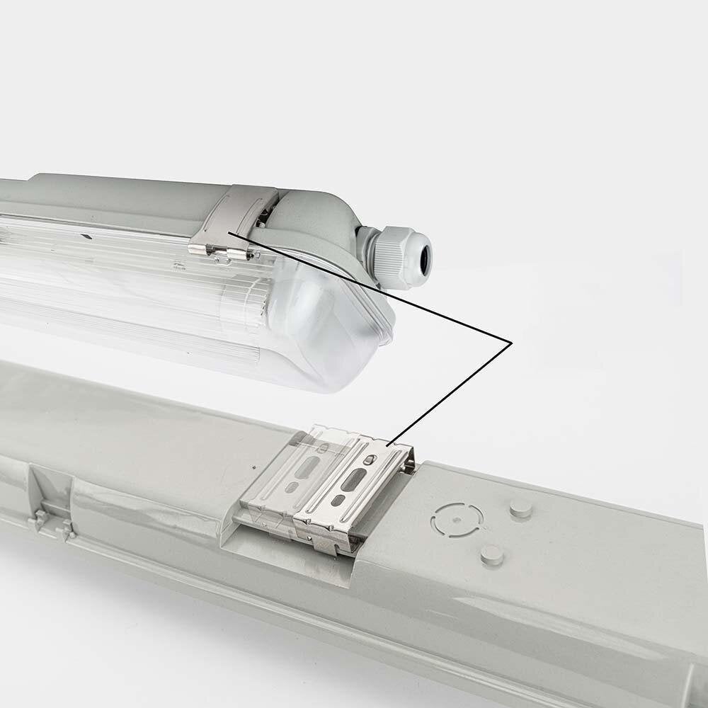 LED vochtbestendige lichtbalk Mason in transparant en grijs, 2x 18W 3600lm G13, 2-lichts, IP65