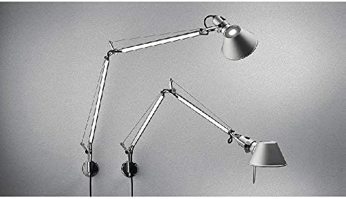 Artemide- Tolomeo Faretto Mini Wandleuchte. Hochwertige Wandlampe mit dreh-und schwenkbarem Spot aus Aluminium. Made in Italy, (lxh): 71cm x 57cm