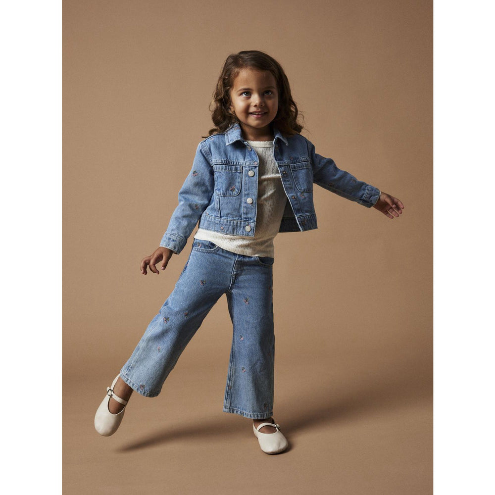 Køb Name It Light Blue Denim Rose Wide Jeans
