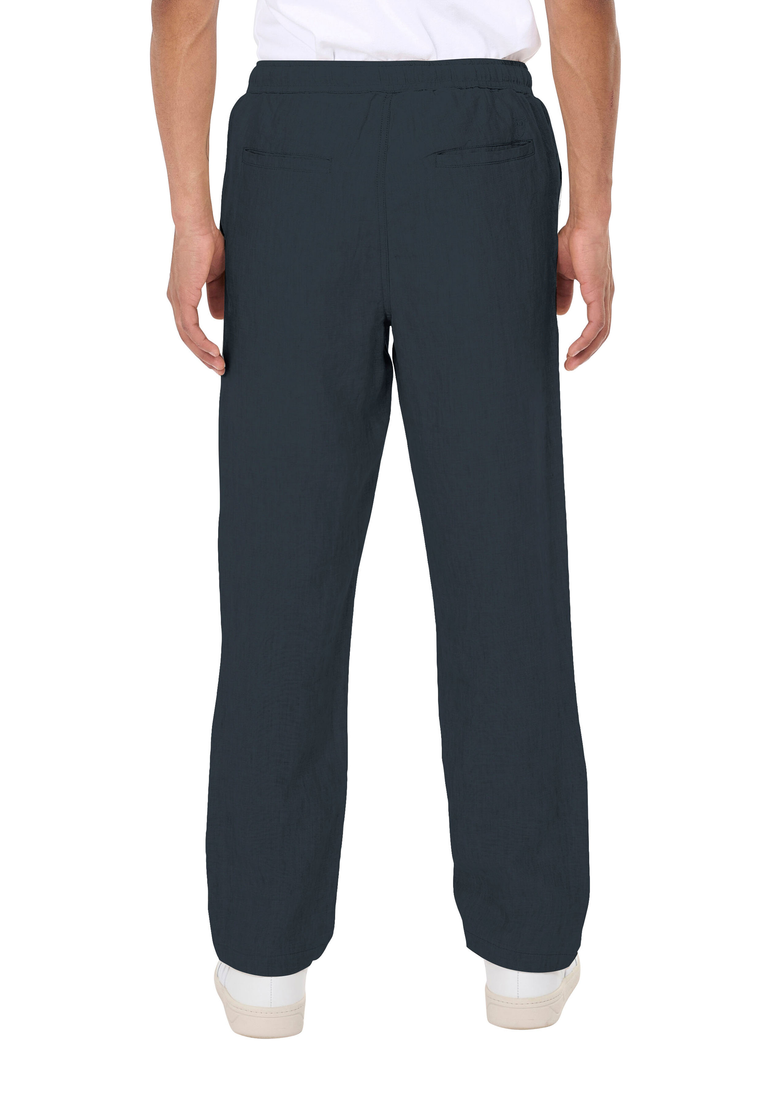 Knowledge Cotton Apparel Leinenhose Fig Loose Linen Pants Yarndyed - Total Eclipse